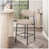 Meubelplaats Barstoel Aiko japandi - Cargo zand - 48x55x95 cm - barstoelen set van 2