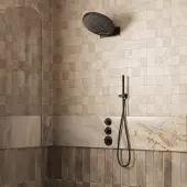 Saniclear Uni inbouw regendouche 37cm mat zwart met watervalfunctie en staafhanddouche