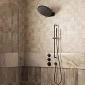 Saniclear Uni inbouw regendouche 37cm mat zwart met watervalfunctie, glijstang en staafhanddouche