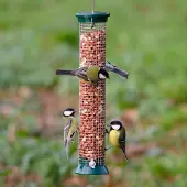 Cj Wildlife Pindasilo Defender Metaal 38 cm Groen | Vivara | Voedersysteem voor vogels | Veilig pinda's voeren | Aanbevolen door Vogelbescherming Nederland