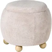 Beliani ANNABELLA - Poef met opbergruimte - Lichtbeige - Bouclé