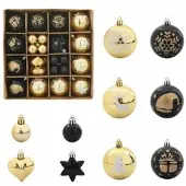 vidaXL Kerstbal Set 40 st Zwart en Goud Ø 6 cm Kunststof LED's