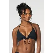 Moodies Undies voorgevormde triangel bikinitop met voorsluiting - zwart Meisjes Nylon - maat 176-188