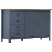 vidaXL Dressoir Hill 130x40x80 cm massief grenenhout grijs