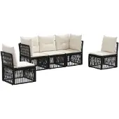 vidaXL Tuinbank Set 5 st Zwart poly rattan