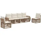 vidaXL Tuinbank Set 6 st Beige en Crème Wit poly rattan