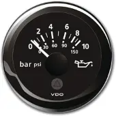 VDO 10-184 Ohm Oil Manometer 0-10bar Zilver 52 mm
