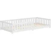 ML-Design Kinderbed 90x200 cm met lattenbodem en uitvalbeveiliging wit grenenhout ML design