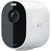 Arlo Essential 3 2K beveiligingscamera en zonnepaneel, IP-beveiligingscamera, geschikt voor binnen en buiten, bekabeld en draadloos, 7,5 meter, voor montage aan plafond of muur, wit