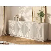 Vente-unique Dressoir met 4 deuren van MDF - Beige - MEZULIA