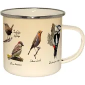 Esschert Design Emaille Mok Vogels Crème Crème Emaille Beker