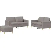 vidaXL 3-delige Loungeset met kussens stof taupe