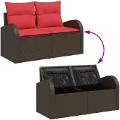 vidaXL Tuinbank Set 5 st Bruin poly rattan