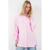 Bigdart Oversized Textuur Lange Blouse met Shirtkraag