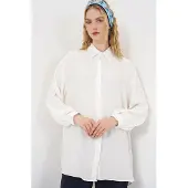 Bigdart Oversized Textuur Lange Blouse met Shirtkraag