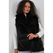 Big Dart Mouflon Fur Sjaalkraag Vest
