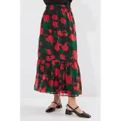 Big Dart Geprinte Maxi Rok met Bloemenmotief