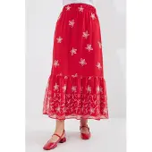 Big Dart Geprinte Maxi Rok met Bloemenmotief