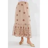 Big Dart Geprinte Maxi Rok met Bloemenmotief