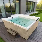 Badstuber Zadar buiten whirlpool rechthoekig 190x140x70cm licht eiken