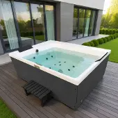 Badstuber Korfu buiten whirlpool rechthoekig 190x140x70cm antraciet