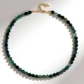 Cavill - Halsketting 925 Sterling Zilver - 8mm Facetgeslepen Indiase Mosagaat 1 34 Ct - Vergulde Sluiting - Elegante Groene Edelsteen Dames