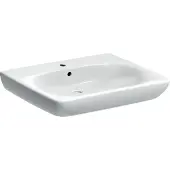 Geberit Renova Comfort wastafel 650 mm x 550 mm met centraal kraangat met overloop wit 258565000