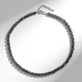 Cavill - Zilveren Halsketting - 925 Sterling Zilver Gerhodineerd - Zwarte Hematiet 102 412 ct - Elegante Gefacetteerde Kralen - Dames Sieraad 45 cm