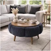 Hannah Home , Nesting Tafelset (3 delig), Saffier Eikenhout, 100% melamine | 100% WELLSOFT