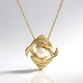 Cavill - Zilveren halsketting - 925 Sterling Zilver verguld - Witte zoetwaterkweekparel 6 mm rond - Elegante verstelbare ketting 45-50 cm