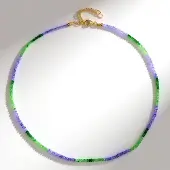 Cavill - Zilveren Halsketting Verguld 925 Sterling Zilver - Tanzania Tsavoriet en Tanzaniet 29 14 ct - Verstelbare Elegante Edelsteen Ketting