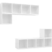 vidaXL 4-delige Tv-meubelset bewerkt hout wit