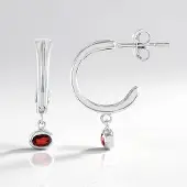Cavill - Zilveren Oorbellen 925 Sterling met 2x 0,388 ct Ovaal Briljant Tanzania Robijn - Geplatineerd - Elegant Rood - Luxe 22 mm