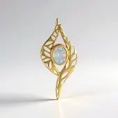 Cavill - Hanger 925 Sterling Zilver Verguld - 0,72 ct Ovale Welo Opaal - Elegant Filigraan Design - Natuurlijke Edelsteen