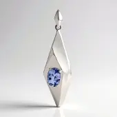 Cavill - Zilveren Hanger 925 Sterling met Palladium - Onverhitte Tanzaniet 0,68 ct Ovaal - Geometrisch Filigrain Design - Luxe Sieraad 35x10 mm