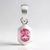 Cavill - Zilveren Hanger - 925 Sterling Zilver Palladium - Braziliaanse Roze Toermalijn 0,27 ct Ovaal Slijpsel - Elegant Design - 14x5 mm