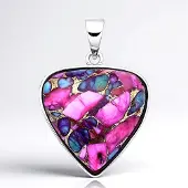 Cavill - Zilveren hanger 925 sterling zilver - Turquoise mozaïek 12,48 ct triljant cabochon - Asymmetrisch kleurrijk unisex sieraad - 30x20.5 mm