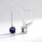 Cavill - Zilveren Oorbellen - 925 Sterling Zilver Gerhodineerd - Indiase Ioliet 0,768 ct - Tanzaniaanse Zirkon 0,311 ct - Modern Rond Design 21 mm