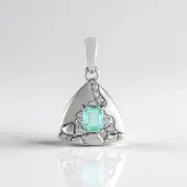 Cavill - Zilveren Hanger - 925 Sterling Zilver Geplatineerd - 0,44 ct Paraiba Smaragd Octagon - 0,13 ct Cambodjaanse Zirkonia - Elegant