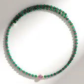 Cavill - Stalen Halsband met 4 845 ct Mozambique Robijn en 19 199 ct Roze Toermalijnen - Zoetwaterparels - Elegante Sieraden - 31 42 cm
