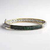 Cavill - 925 Sterling Zilver Armband met 2,173 ct Zambia Ronde Smaragden - Luxe en Elegante Zilveren Sieraad Dames