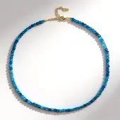 Cavill - 925 Sterling Zilver Halsketting Verguld - Neon Blauwe Braziliaanse Apatiet 0.75 ct - Elegant Verstelbaar 45-50 cm