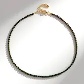 Cavill - Zilveren Halsketting 925 Sterling Verguld - Russische Diopsied 3.66 ct & Mozambikaanse Granaat - Elegant - 45 cm