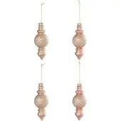 J-Line kerstbal - glas - roze - doos van 4