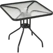 Outsunny Gartentisch Metall, Hartglas Schwarz
