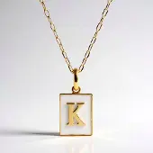 Cavill - Zilveren Halsketting - 925 Sterling Zilver Verguld met Rechthoekige Hanger Letter K - Verstelbare Elegante Dames Ketting - Luxe Sieraad