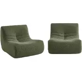 Sweeek Fauteuils alpaca effect stof Sokol 1 zitplaats (set van 2) Kaki