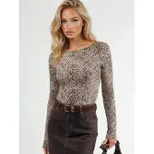 Busem Slim Fit Bootneck Luipaardprint Blouse