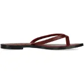 Sacha - Dames - Rode leren croco teenslippers - Maat 41