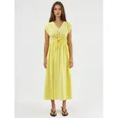 Busem V-hals Midi-jurk met Strikdetail